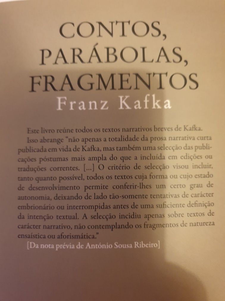 Franz Kafka-  Contos, Parábolas, Fragmentos  LIVRO NOVO