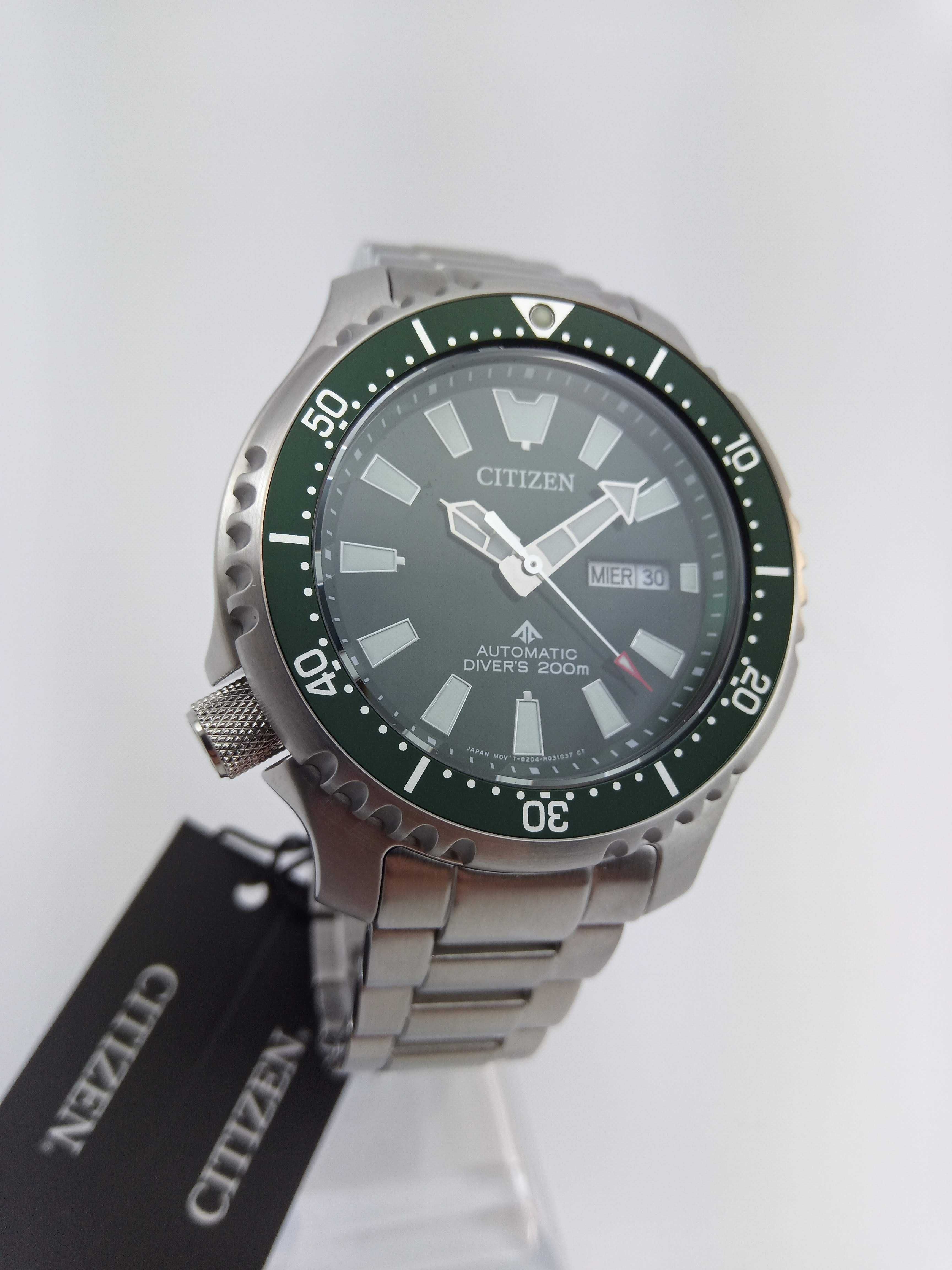 Японские мужские часы 200м дайверы Citizen NY0151-59X Механика, сапфир