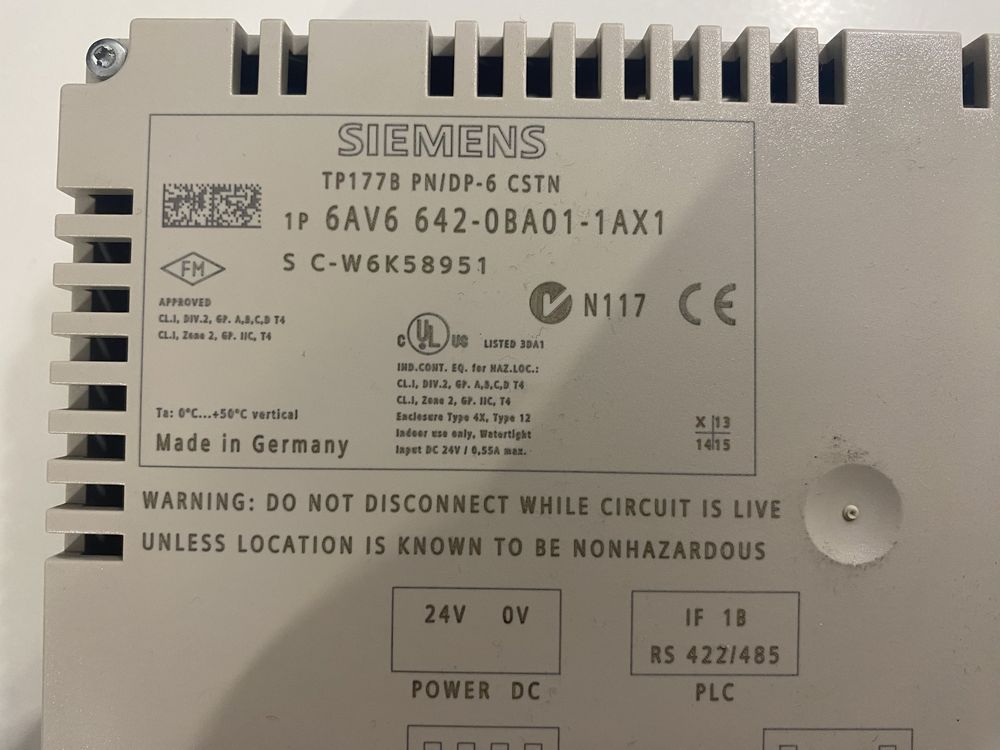 Panel operatorski dotykowy Siemens TP177B PN/DP 6AV6 642-0BA01-1AX1