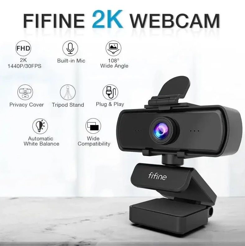 Вебкамера Fifine K420 для комп'ютера з мікрофоном і штативом