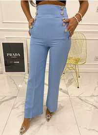 eleganckie spodnie Hollywood Dream z szeroką nogawką niebieskie S,nowe