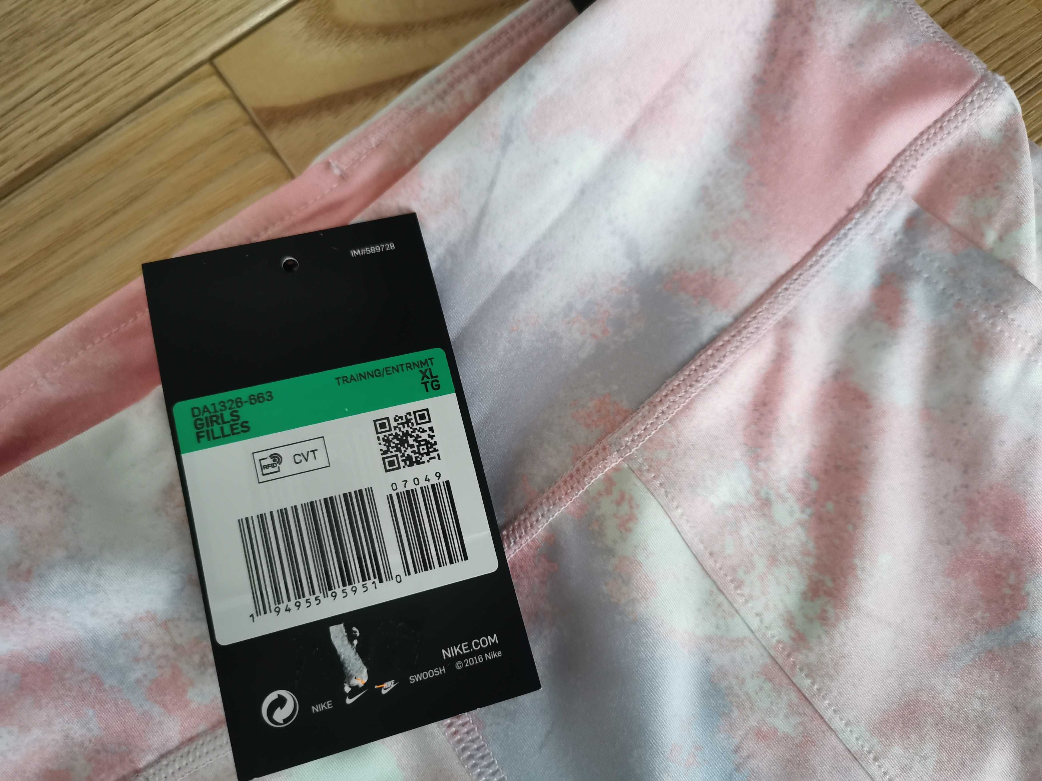 Nowe NIKE Legginsy XS 158 164 getry damskie dziewczęce białe różowe