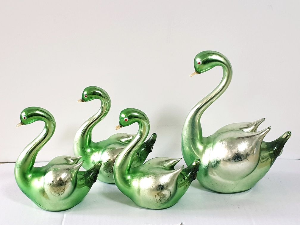 4 fantásticos raros cisnes em vidro mercúrio alemão dos anos 40