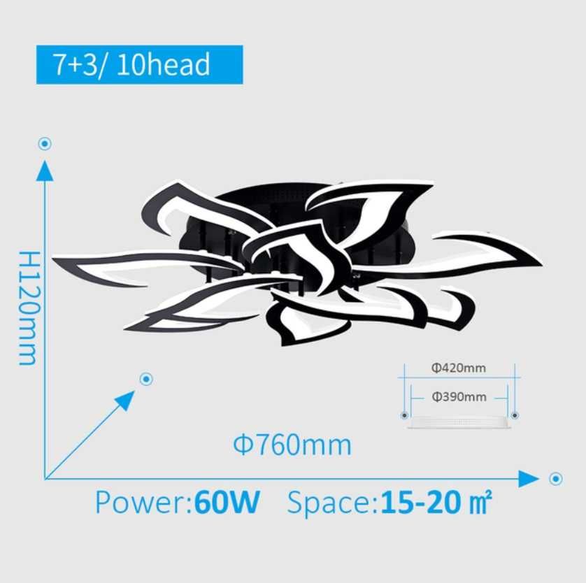 Lampa sufitowa LED lotos 10 płatków +zm. barwy +ściemniacz +APP +PILOT