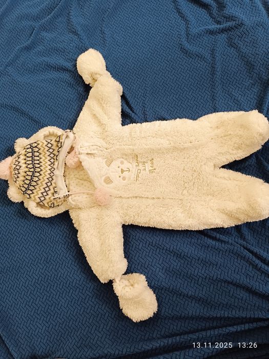 Zimowy pajac kombinezon miś do wózka r. 62. + gratis czapeczka