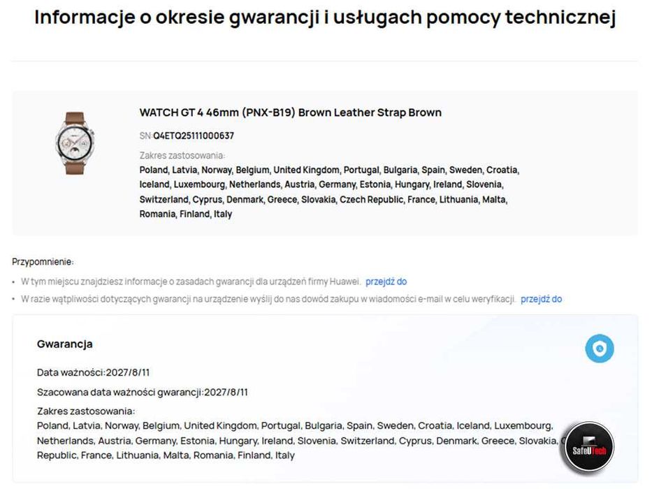 JAK NOWY Huawei Watch GT4 Classic 46mm srebrny skóra KPL GW. 08.2027