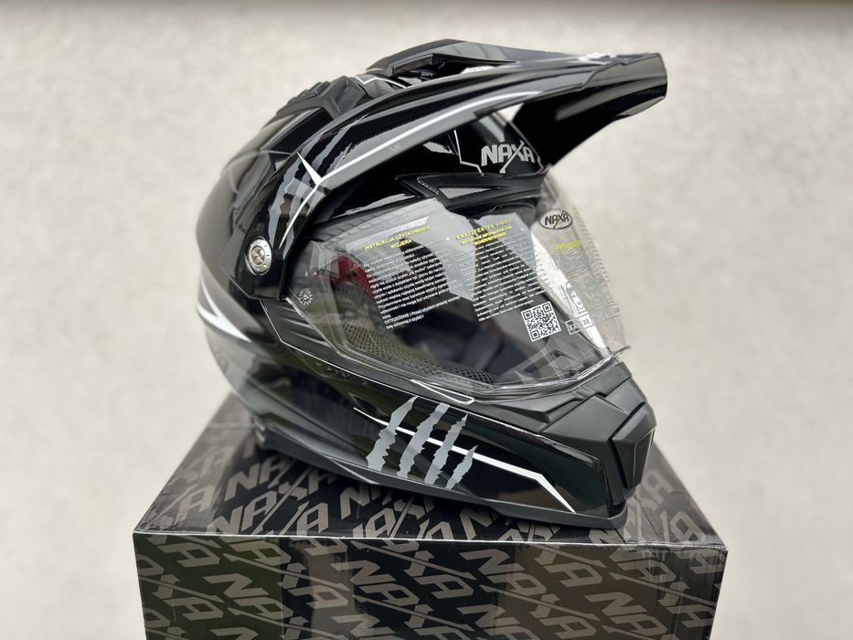 Kask motocyklowy enduro quad cross NAXA CO3 rozmiar M, blenda, szyba!