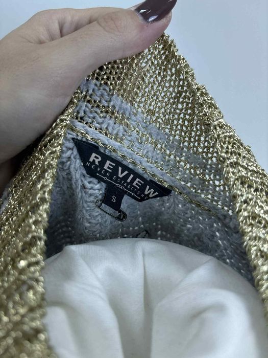 Ciepły szary sweter damski S 36 pszczółki