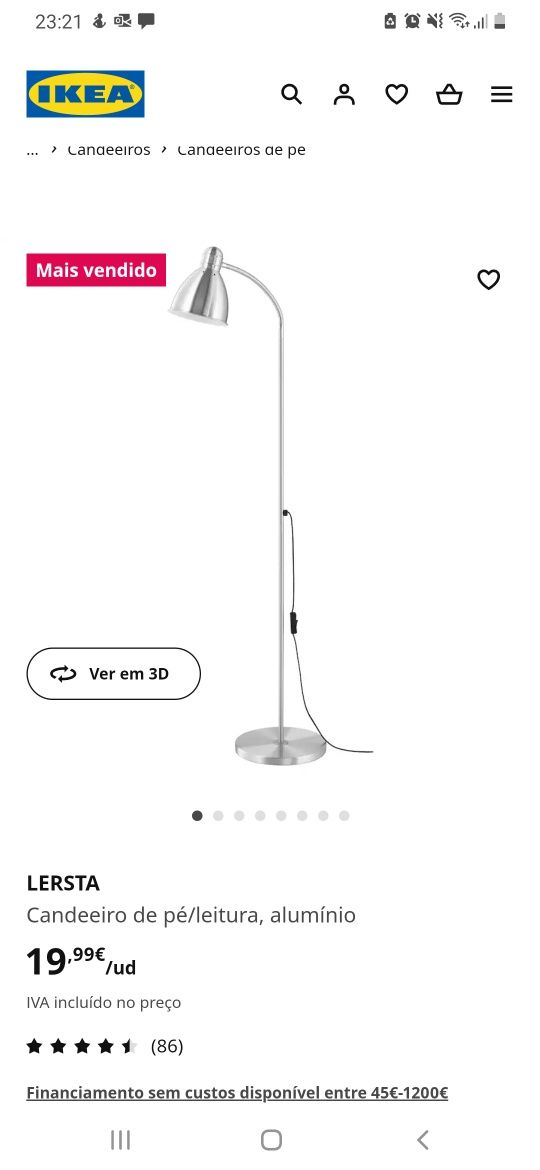 Candeeiro IKEA LERSTA