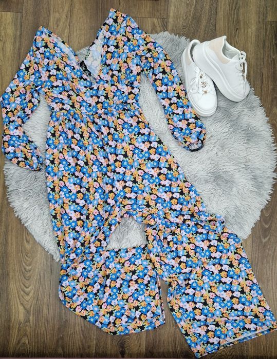 Boski kombinezon w kwiaty, szerokie nogawki - Asos 40/42