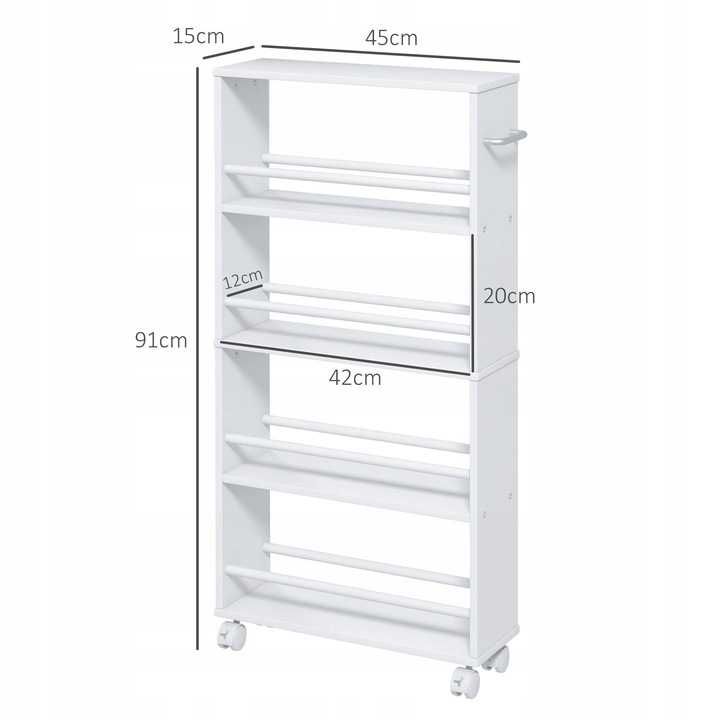 Wózek kuchenny serwisowy HOMCOM 4 półki regał na kółkach 91 cm