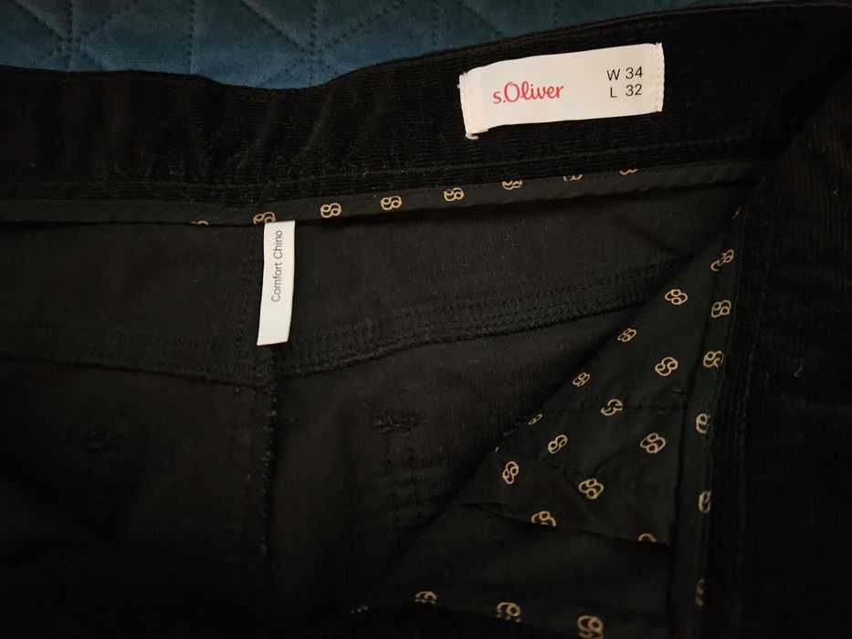 Czarne spodnie sztruksowe damskie s.Oliver 34/32 sztruksy 99% bawełna