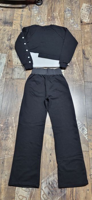 Dres damski dwa kolory zatrzaski bawełna premium szerokie spodnie S