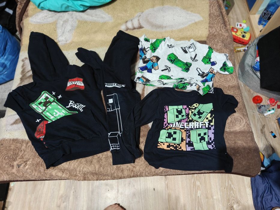 Zestaw Minecraft bluza spodnie bluzka z długim rękawem i krótkim rękaw