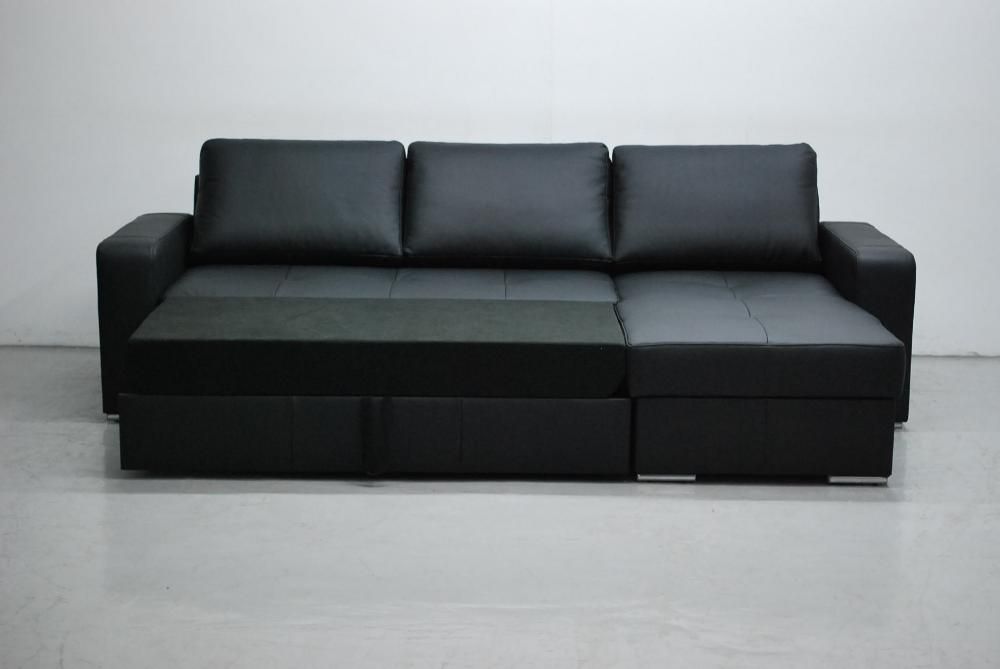 LJS skóra naturalna narożnik spanie pojemnik czarny sofa kanapa rogówk