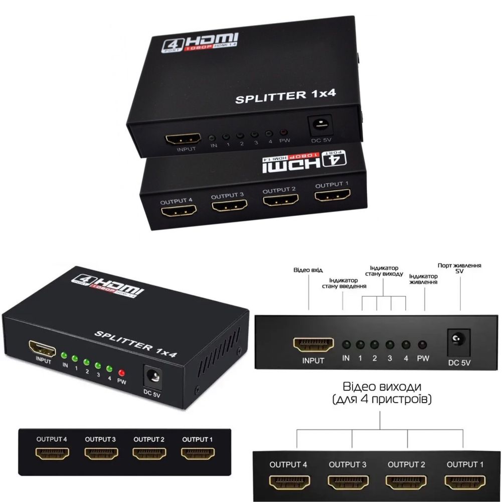 Сплиттер разветвитель Splitter HDMI на 2,4,8 портов