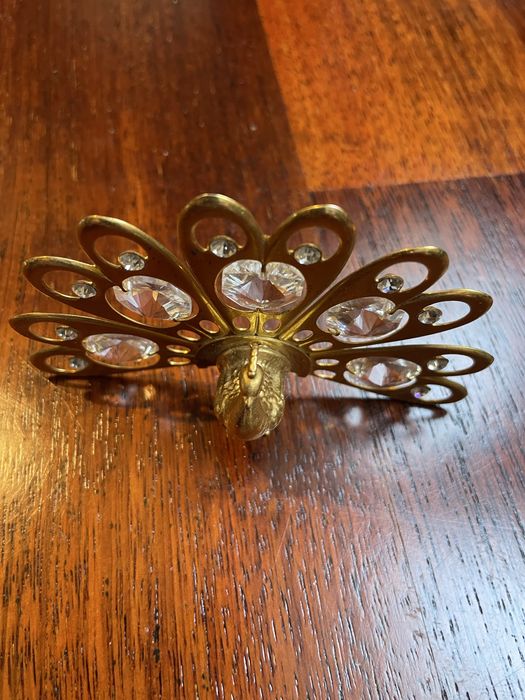 Swarovski figurka kolekcjonerska zloty paw z krysztalami