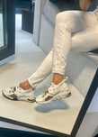 Sneakersy białe z panterką i brylantami rozm. 37, 24 cm