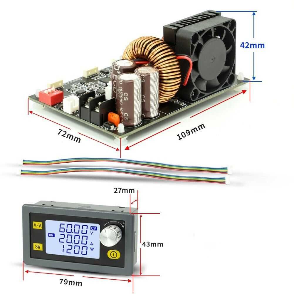 Moduł cyfrowego zasilacza laboratoryjnego 60V 20A 1200W XY6020L