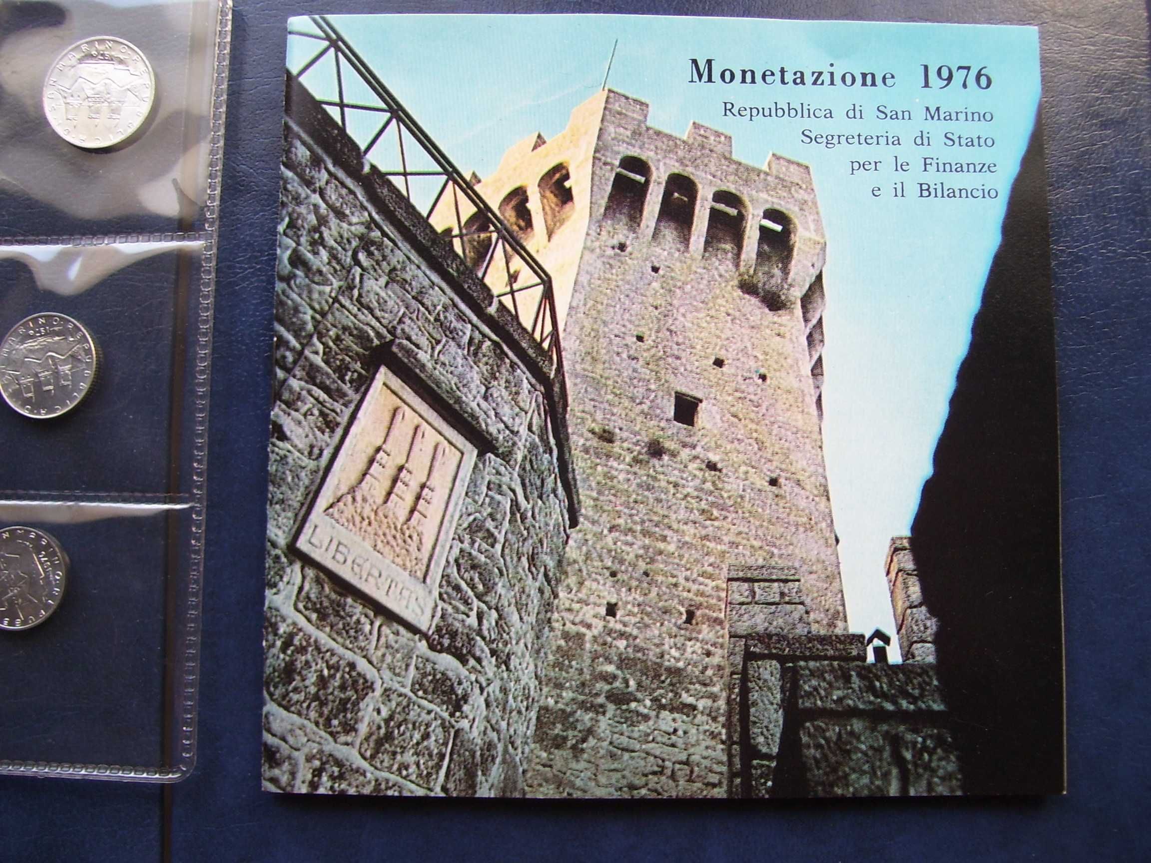 Stare monety Książka Zestaw monet Set 1976 San Marino stan menniczy