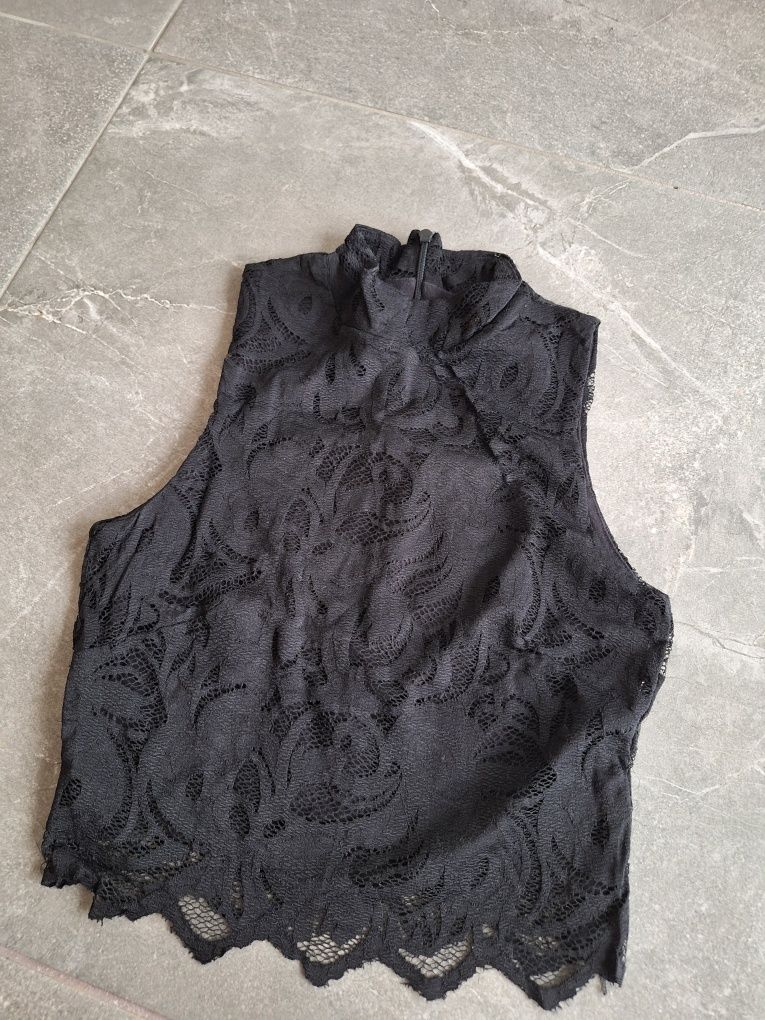 Krótka koronkowa bluzeczka h&m xs 34