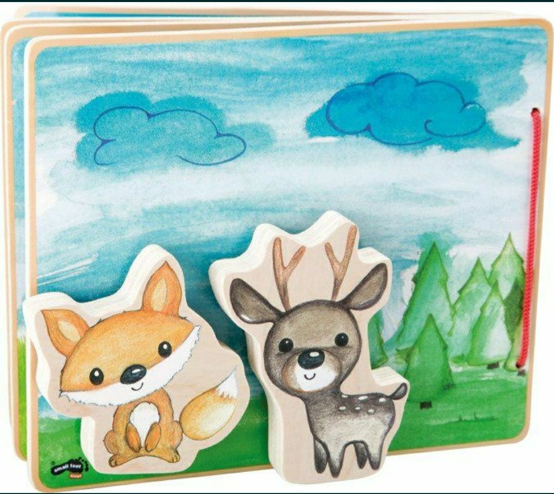 Książka bajeczka dla dzieci drewniana ze zwierzątkami Las small foot