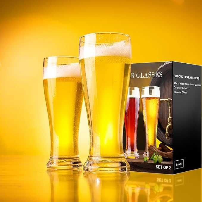 Kufel do piwa pszenicznego 470 ml, zestaw 2 szklanek do piwa