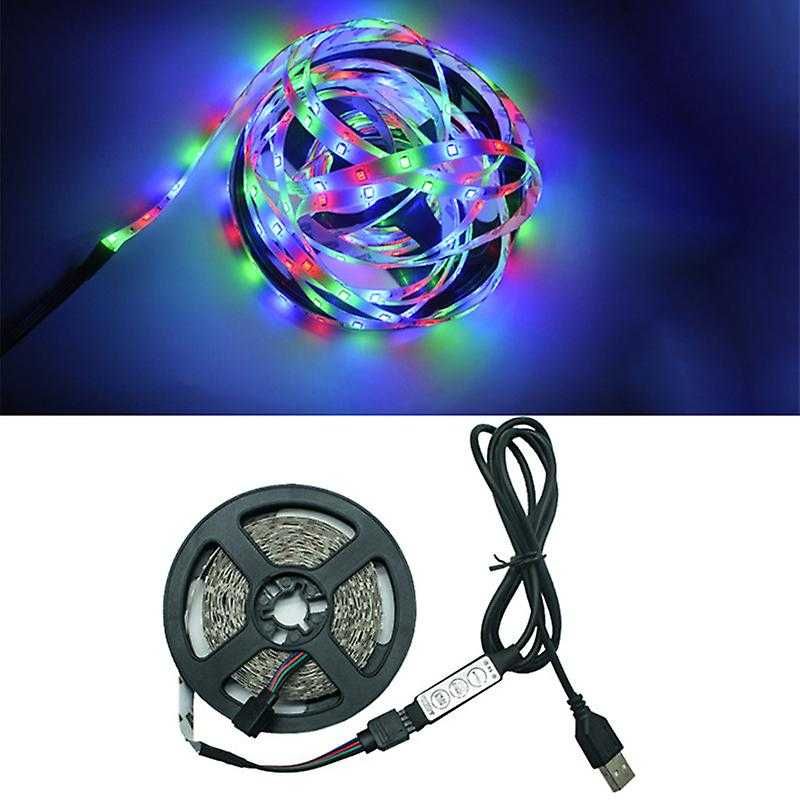 2x Fitas de LED USB com comando 1m fita RGB cores para TV vitrines 1m