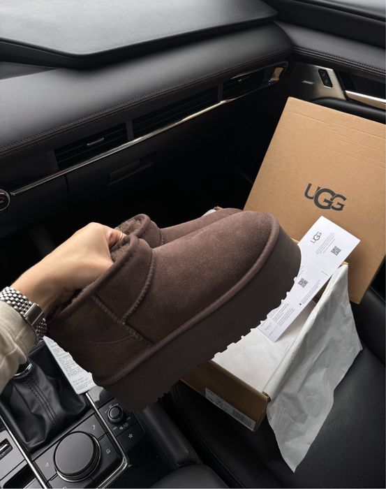 Жіночі натуральні уггі угги Ugg Ultra Mini Platform Brown/шоколад 38