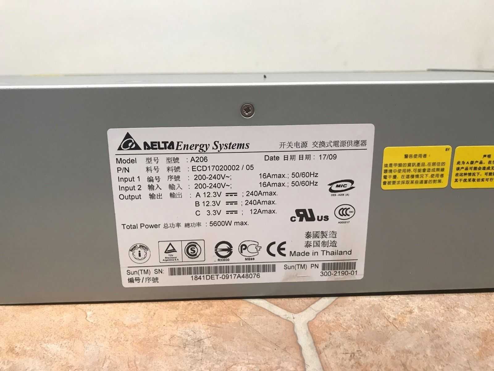 серверный блок питания  DELTA 5600w  12 вольт 2 x 240 A ( 12 24 вольт)