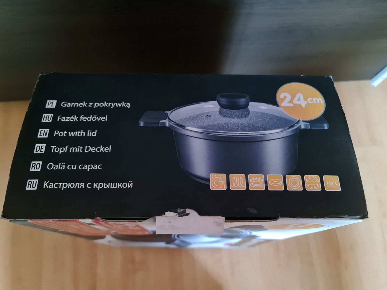 Nowy garnek z pokrywką 24 cm Ambition AZURE