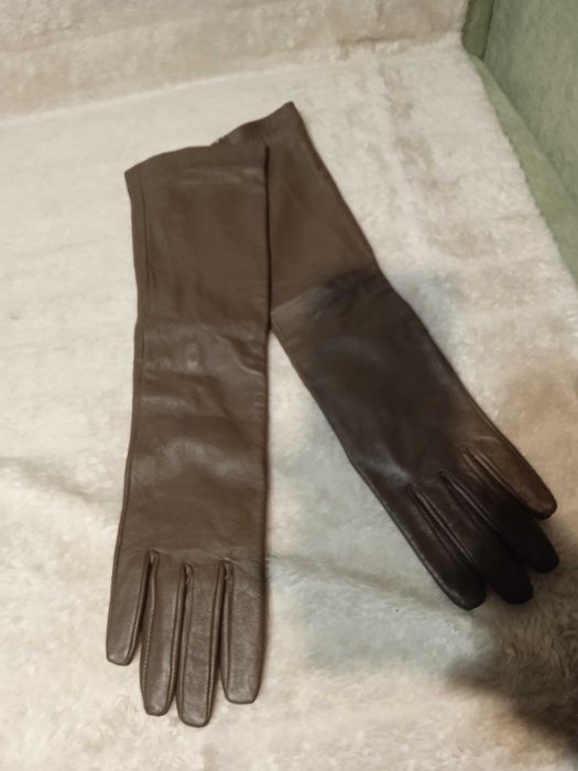 Рукавички шкіряні високі