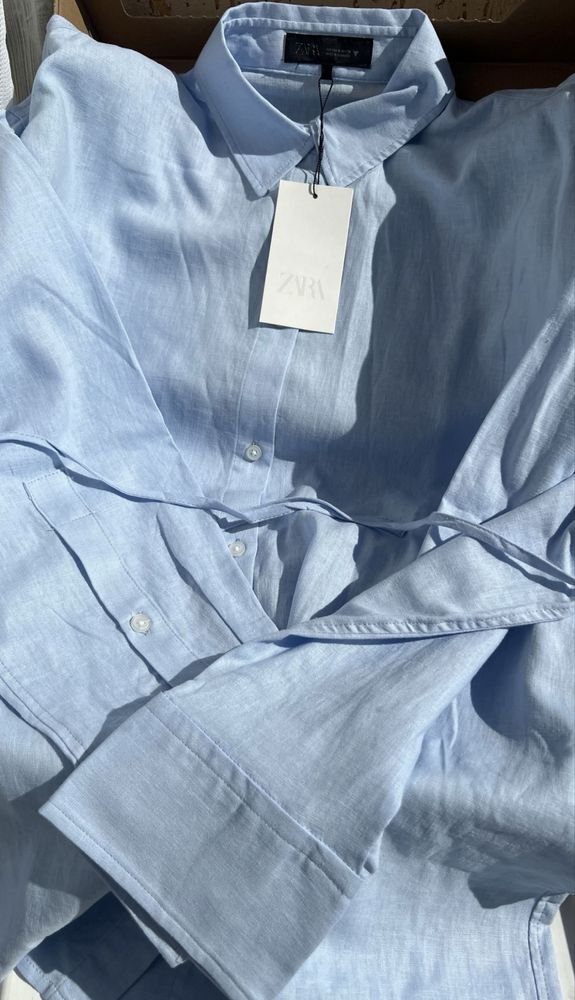 Льняні сорочки Zara,оверсайз сорочка Zara ,стильна сорочка Zara