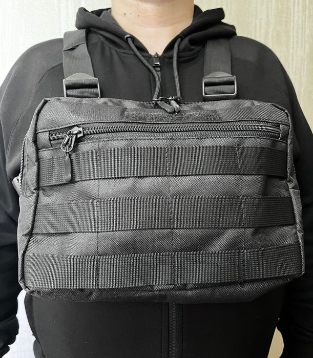 Тактична нагрудна сумка з Cordura 1000D, розгрузка чоловіча чорна