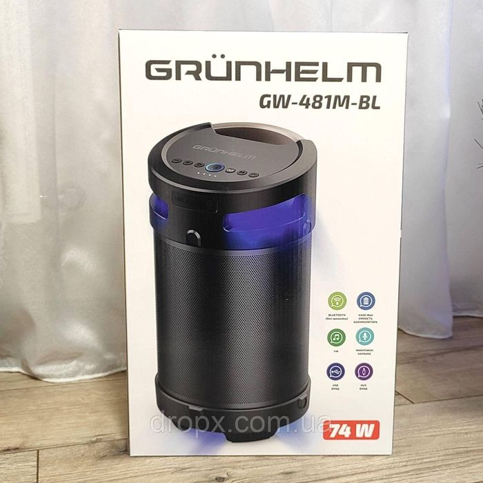 Портативная колонка громкая акустика GRUNHELM GW-481M-BL Black