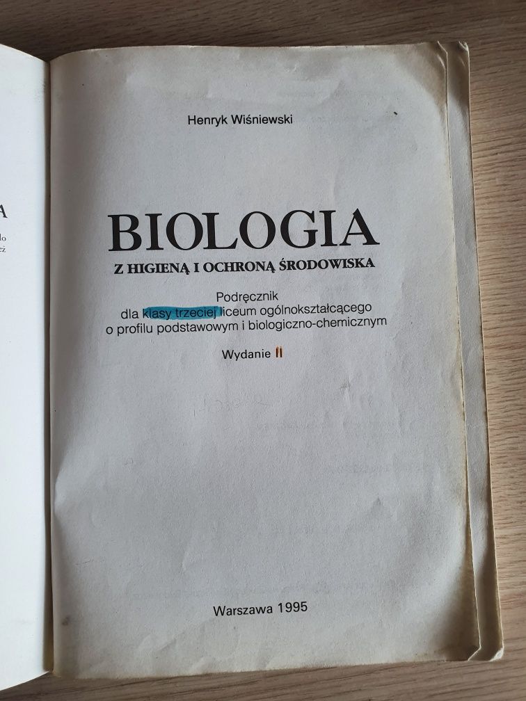 Biologia dla klas III LO Henryk Wiśniewski