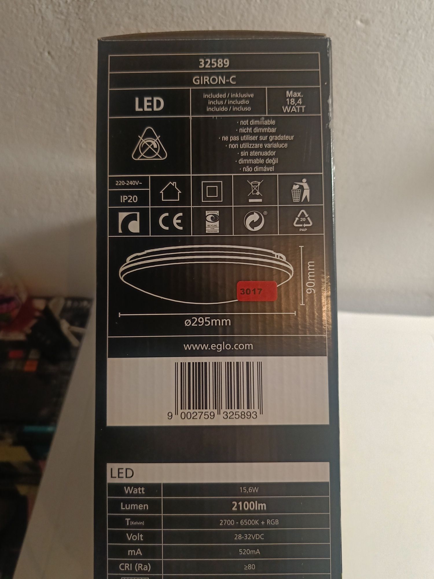 GIRON-C- LED oświetlenie ścienno-sufitowe plafon - 30cm - 32589 EGLO