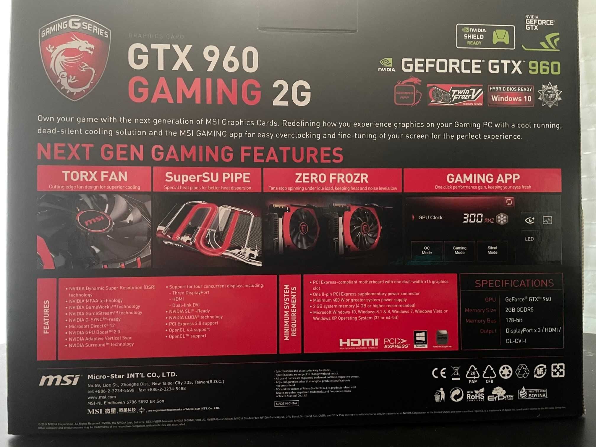 Placa Gráfica MSI NVIDIA GeForce GTX 960 GAMING 2G - Muito bom estado