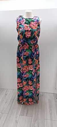Nowa maxi długa sukienka letnia wiskozowa S M 36 38 w kwiaty