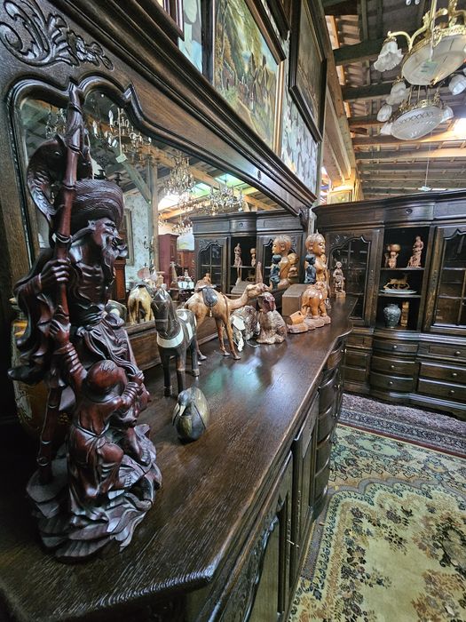 Duża dębowa jadalnia stół 8 krzeseł komoda lustro kredens #1401 Węgrów