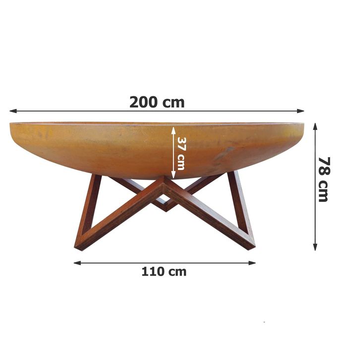Palenisko 200 cm średnicy XXXXL Stal 4,5 mm Corten Deep Grill Ognisko