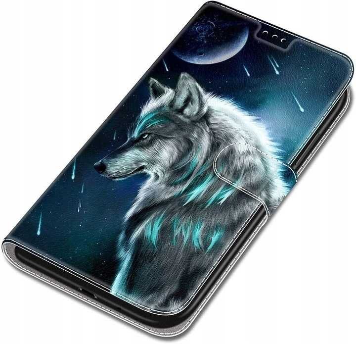 Etui do Xiaomi Redmi 10C / 10 Power / C40 z klapką ze skóry PU, wilk