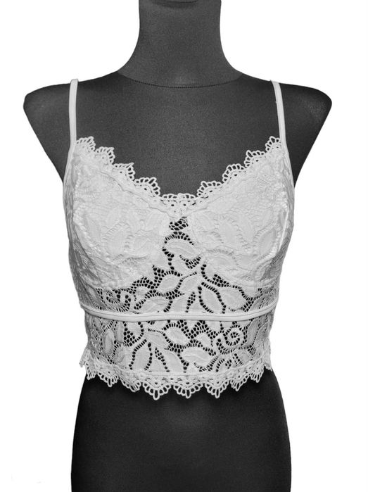 Nowy biały koronkowy top croptop 36,S Shein