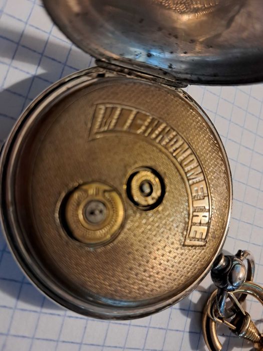 Zegarek kieszonkowy z generalem,kryty,srebrny,chodzi,CHRONOMETRE
