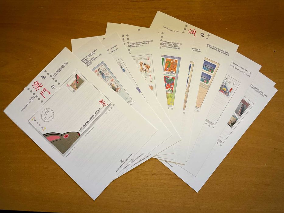 Filatelia - Pagelas Macau 1996 a 2000