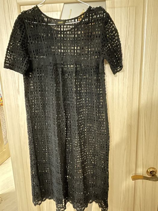 Чорна ажурна пляжна сукня туніка на розмір M-L