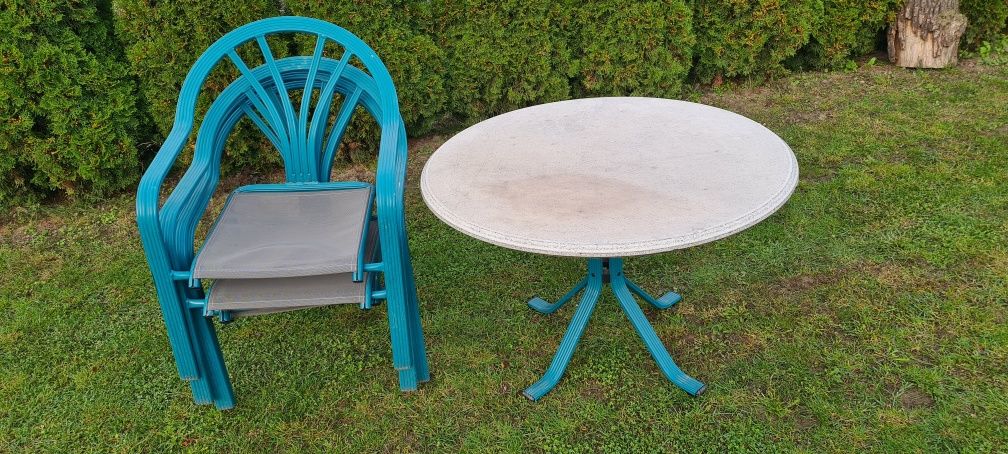 Zestaw ogrodowy 4 krzesła i stół stelaz aluminium