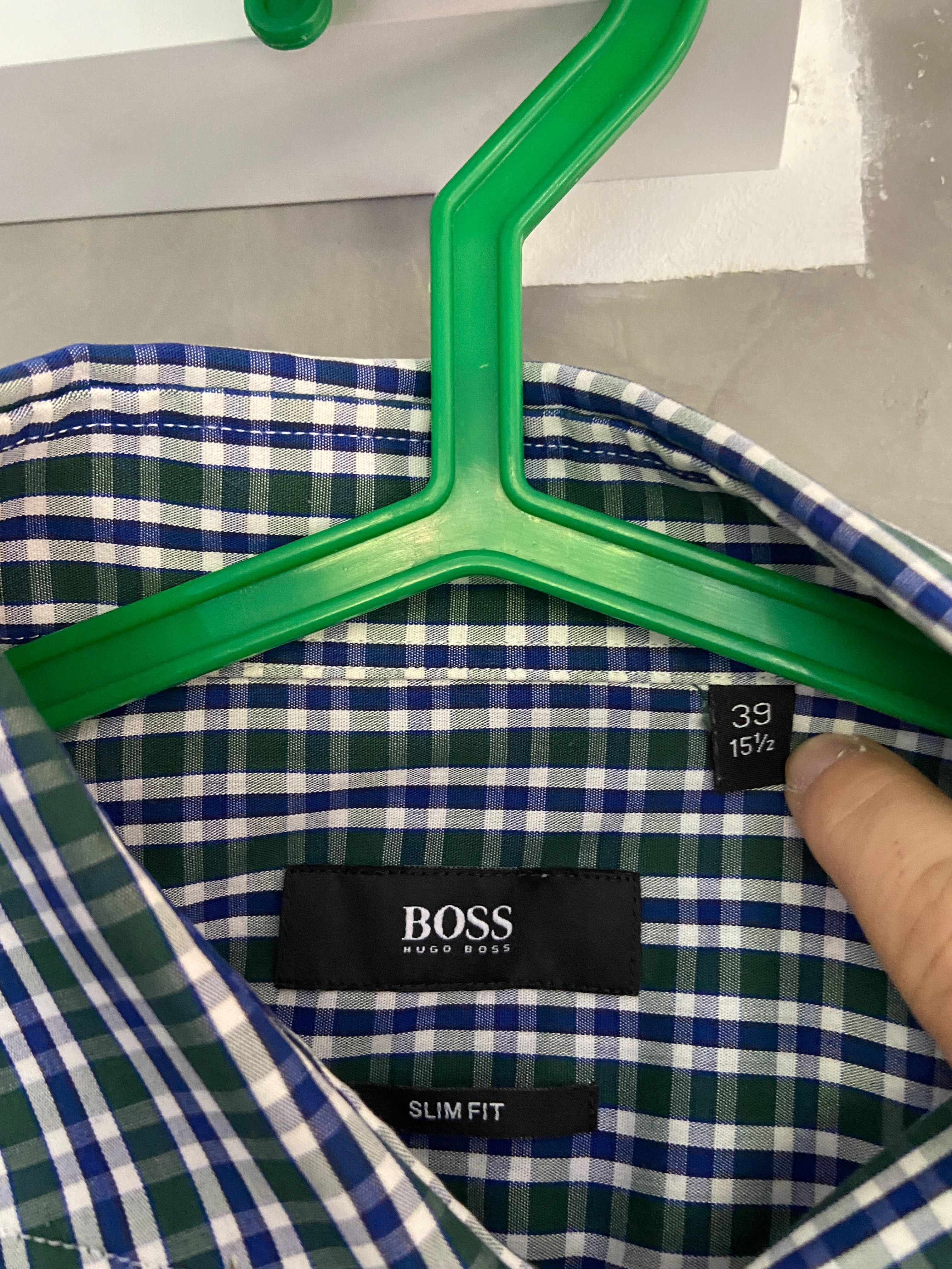 Koszula męska hugo boss m 39 w kratkę niebieska zielona