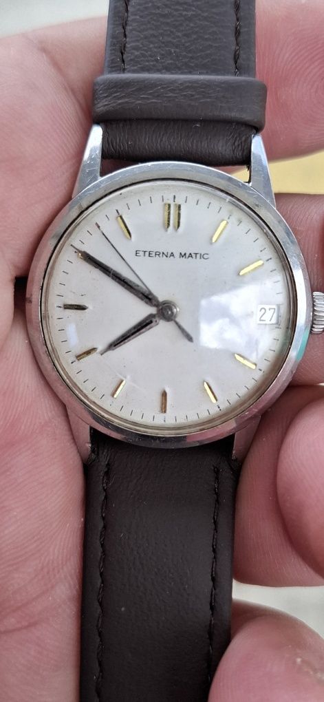 Relógio eterna matic automático militar caixa aco