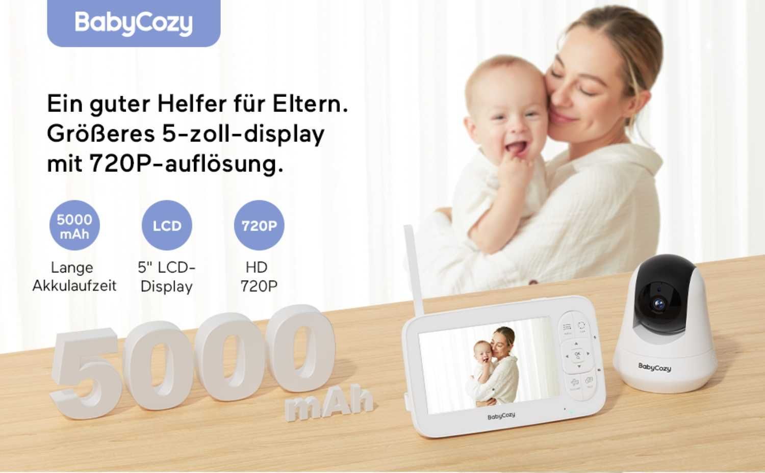 Niania elektroniczna Babycozy B10-HD 5 cal 720PHD